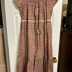 Clara the Label NWT size M pink and green maxi dress